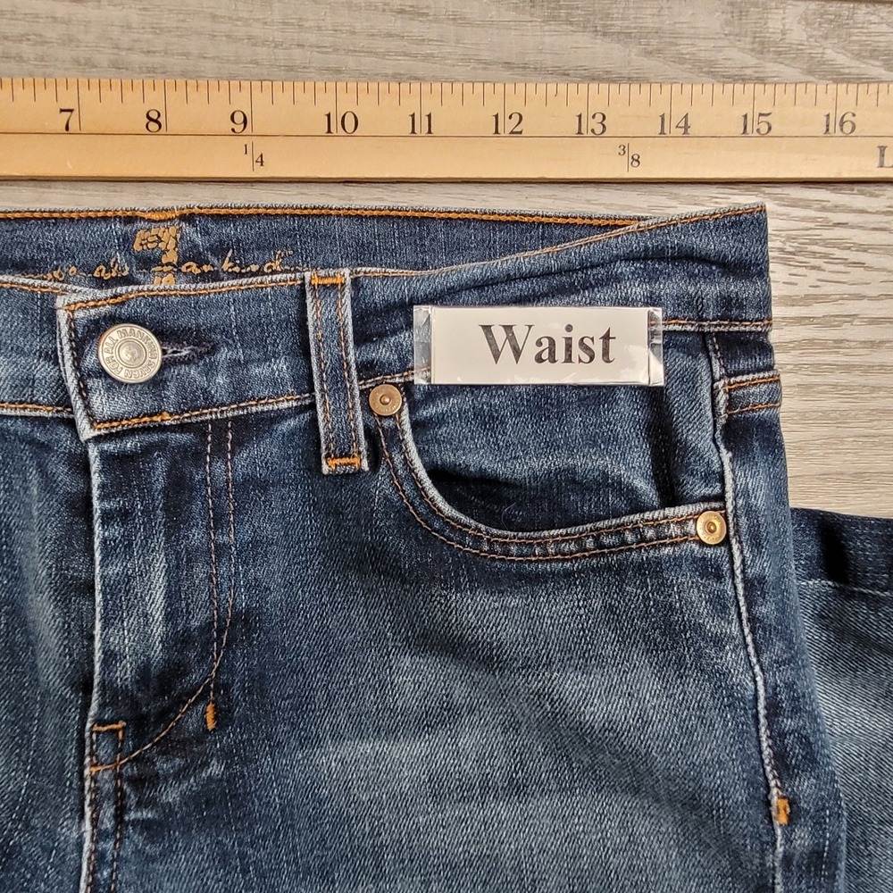๐7 For All Mankind Jeans Womens 29 Indigo Wash Fading DOJO Flareโ Bootcut USA - Picture 13 of 16